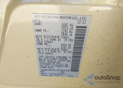 2013 Nissan Pathfinder Sv from USA, damaged, VIN 5N1AR2MN3DC628338